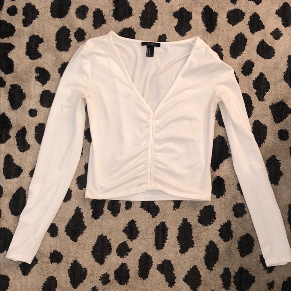 Forever 21 white long sleeve crop